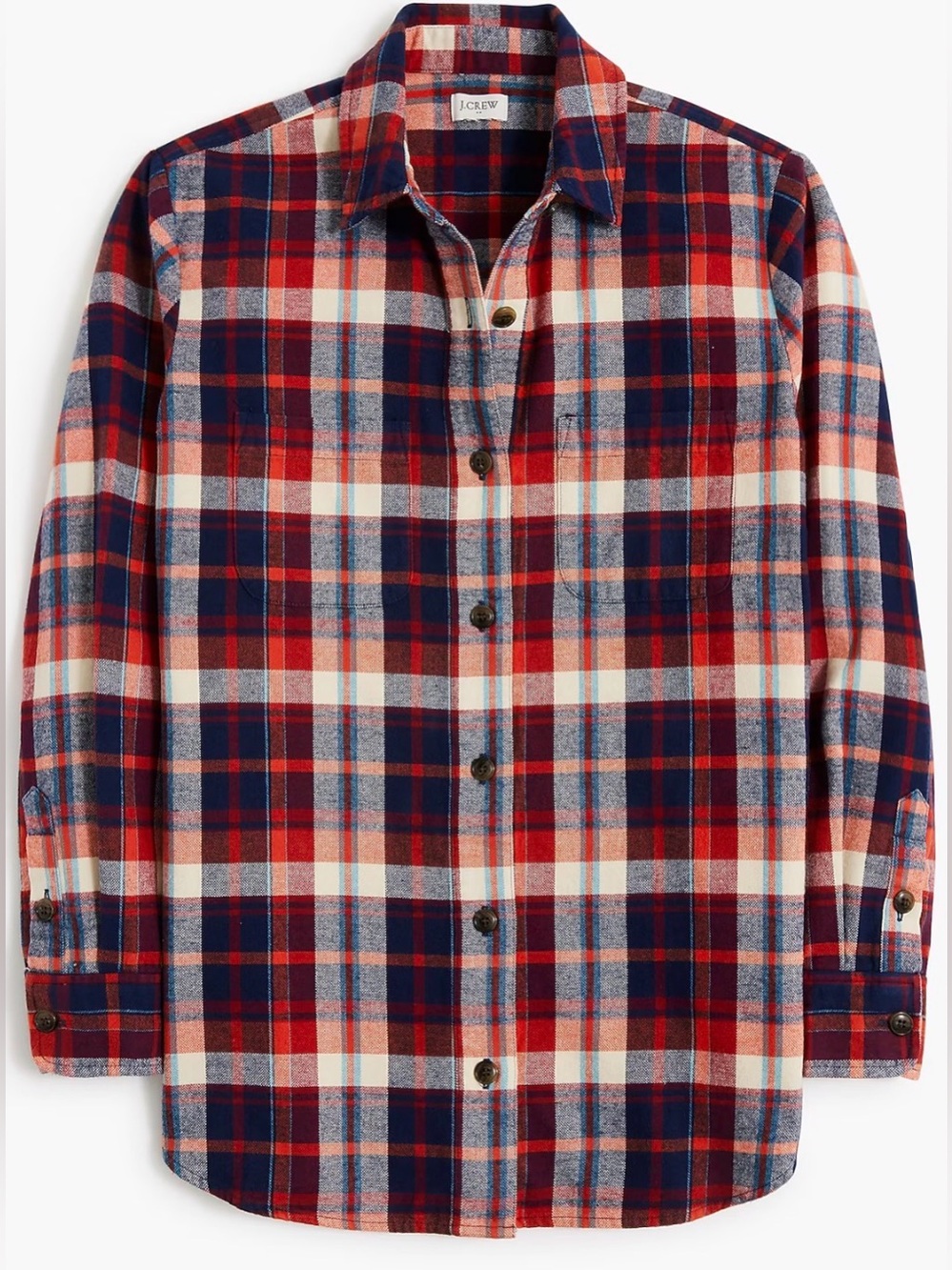 J.Crew Factory Plaid Flannel Shirt-Jacket Red & Navy Size PL